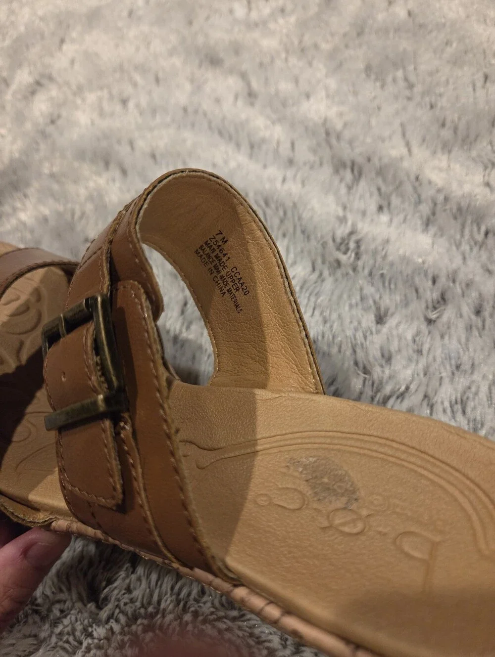 b.o.c. Tan Leather Double-Strap Wedge Sandals